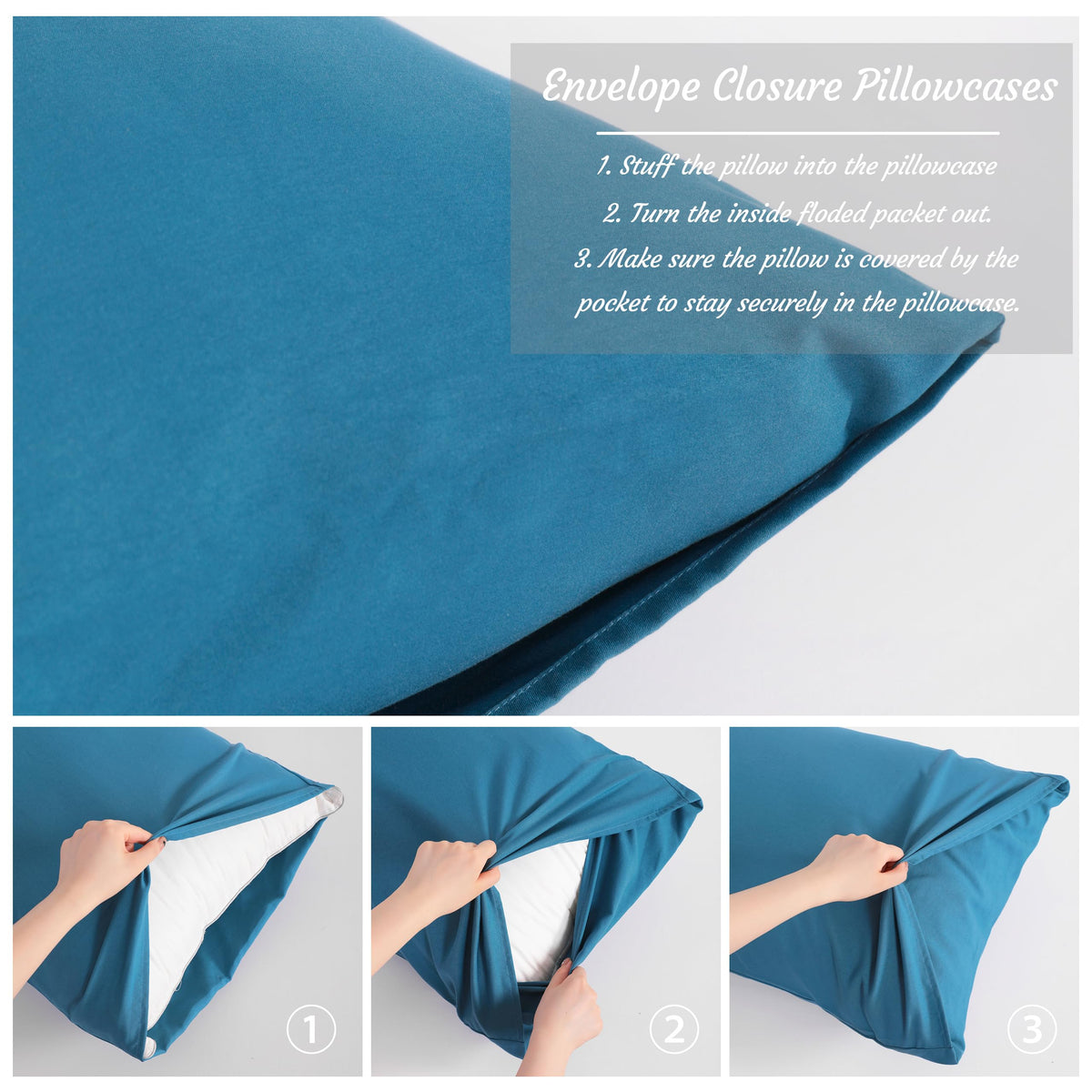 NTBAY Body Pillow Cases Set of 2, 2 Pack Brushed Microfiber 20x54 Pillow Cases, Soft, Wrinkle, Fade, Stain Resistant Teal Blue Pillow Cases with Envelope Closure, 20x54 Inches, Teal Blue