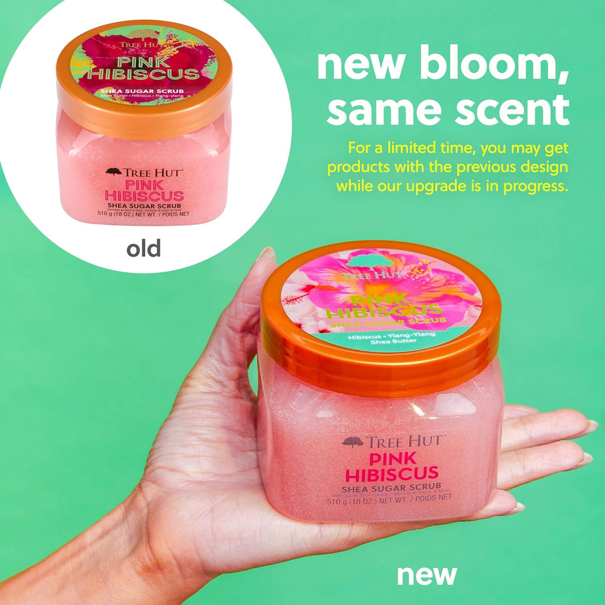Tree Hut Shea Sugar Scrub - Pink Hibiscus - 18 oz - Exfoliating Body Scrub for Smooth, Glowing Skin - Made with Real Sugar and Shea Butter