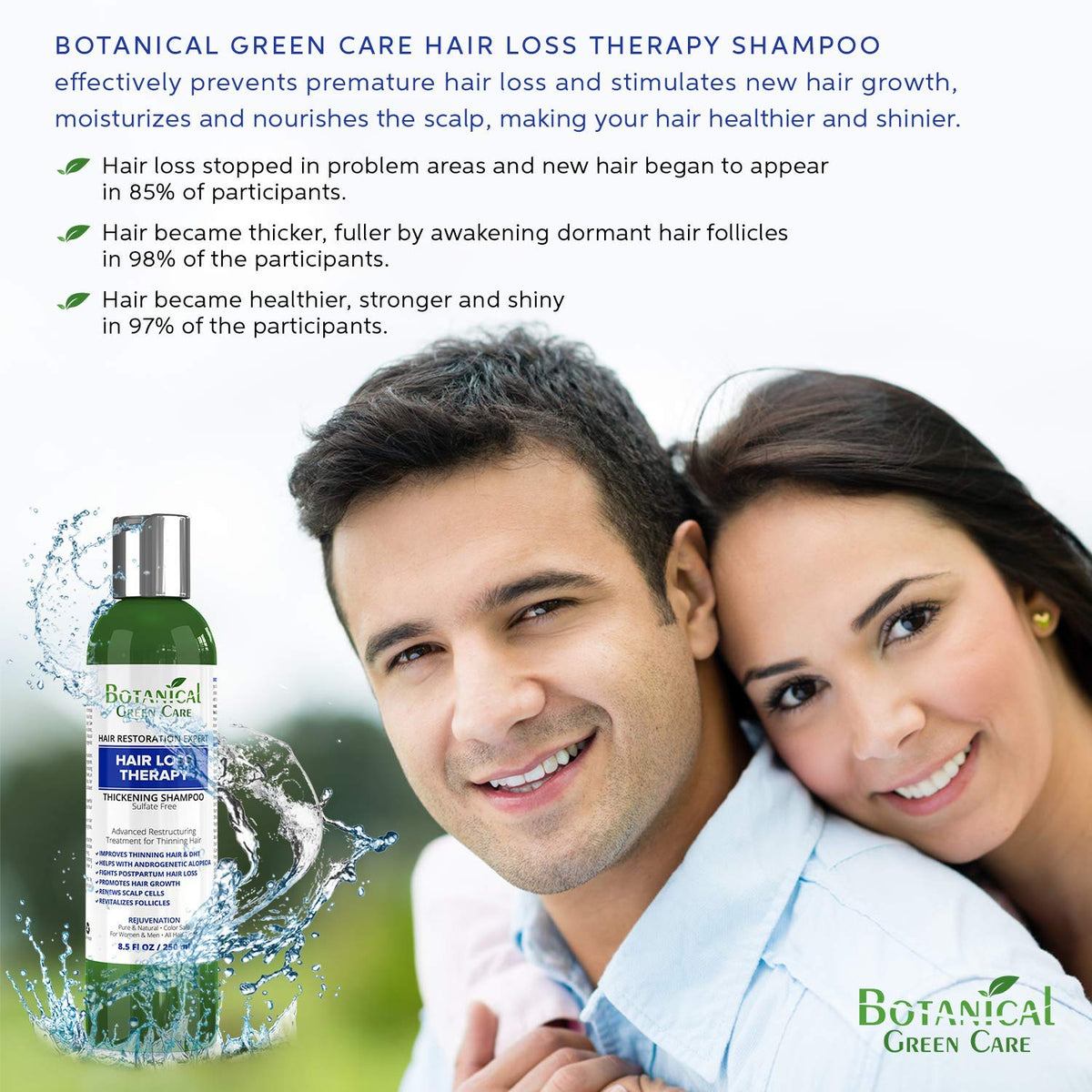 Hair Loss Therapy Strengthening Shampoo for Thinning Hair, Sulfate‑Free, Strengthening & Volumizing, DHT Blocker, Color Safe Made in USA