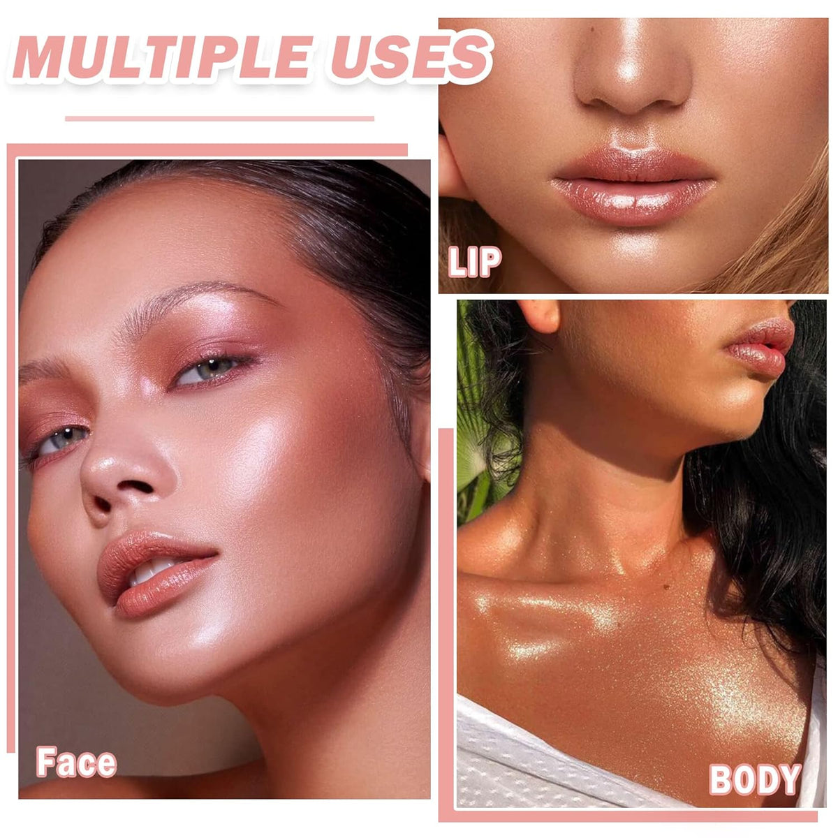 Face Pink Blush Highlighter Makeup Palette Shimmer Contour Waterproof Long-Lasting, Brightens Face Contour Illuminator Highlighters Blush Makeup Palette - 03 Fairy Powder