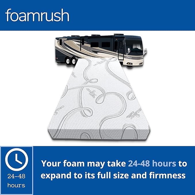 FoamRush 6-Inch Bunk (28" x 72") Mattress Gel Memory Foam RV Mattress Replacement with Cotton Cover, Medium Firm, Comfort, Pressure Relief, Made in USA, Travel Camper Trailer Truck