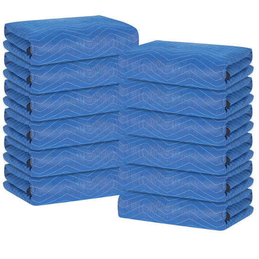 Diamond UP 12 Moving Blankets, Extra Large Moving Blanket for Furniture, Professional Quilted Furniture Shipping and Storage Pads, 80" x 72", Blue and Black(12 Packs)