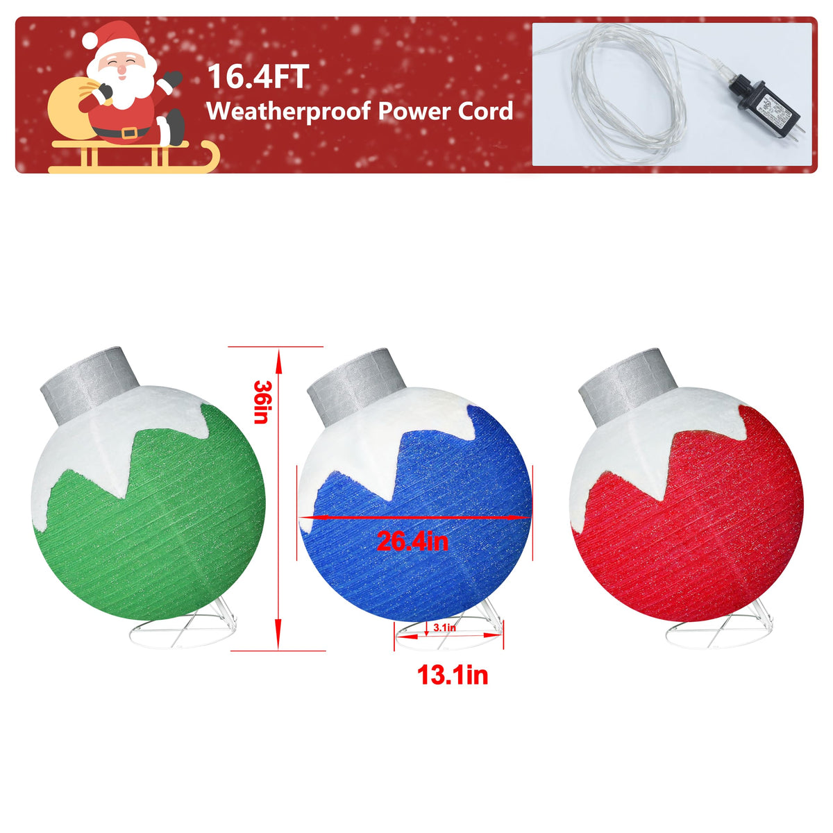 MUPATER Lighted Ornament Stack Outdoor Christmas Decoration, pop-up pre-Lighted Ornament Holiday Decor Set with 90 LED Lights for Home Yard, Patio, Party
