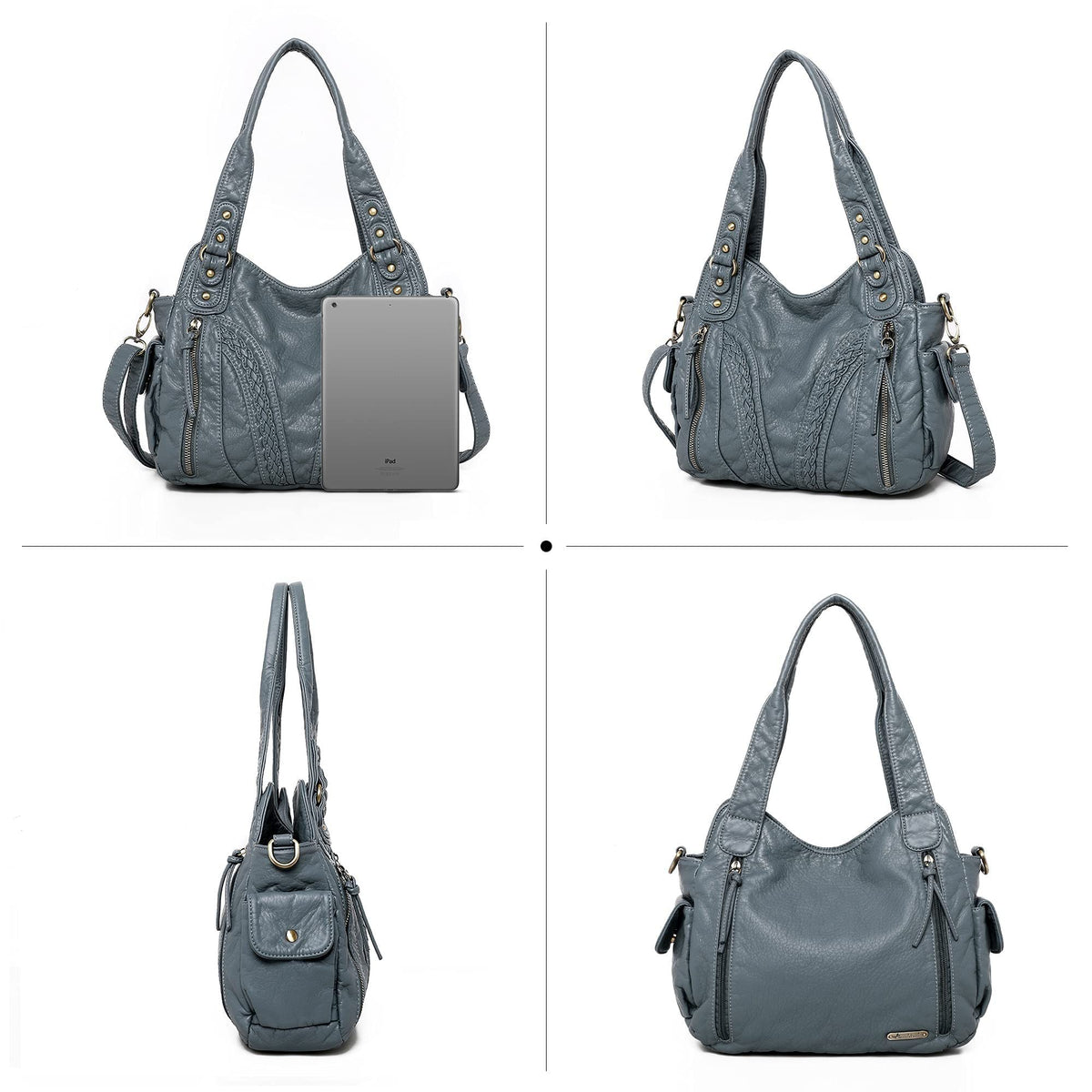 Montana West Roomy Shoulder Handbags Ladies Purse Hobo Satchel Bags Tote Washed Leather Crossbody Bag Jean MWC-019JEAN