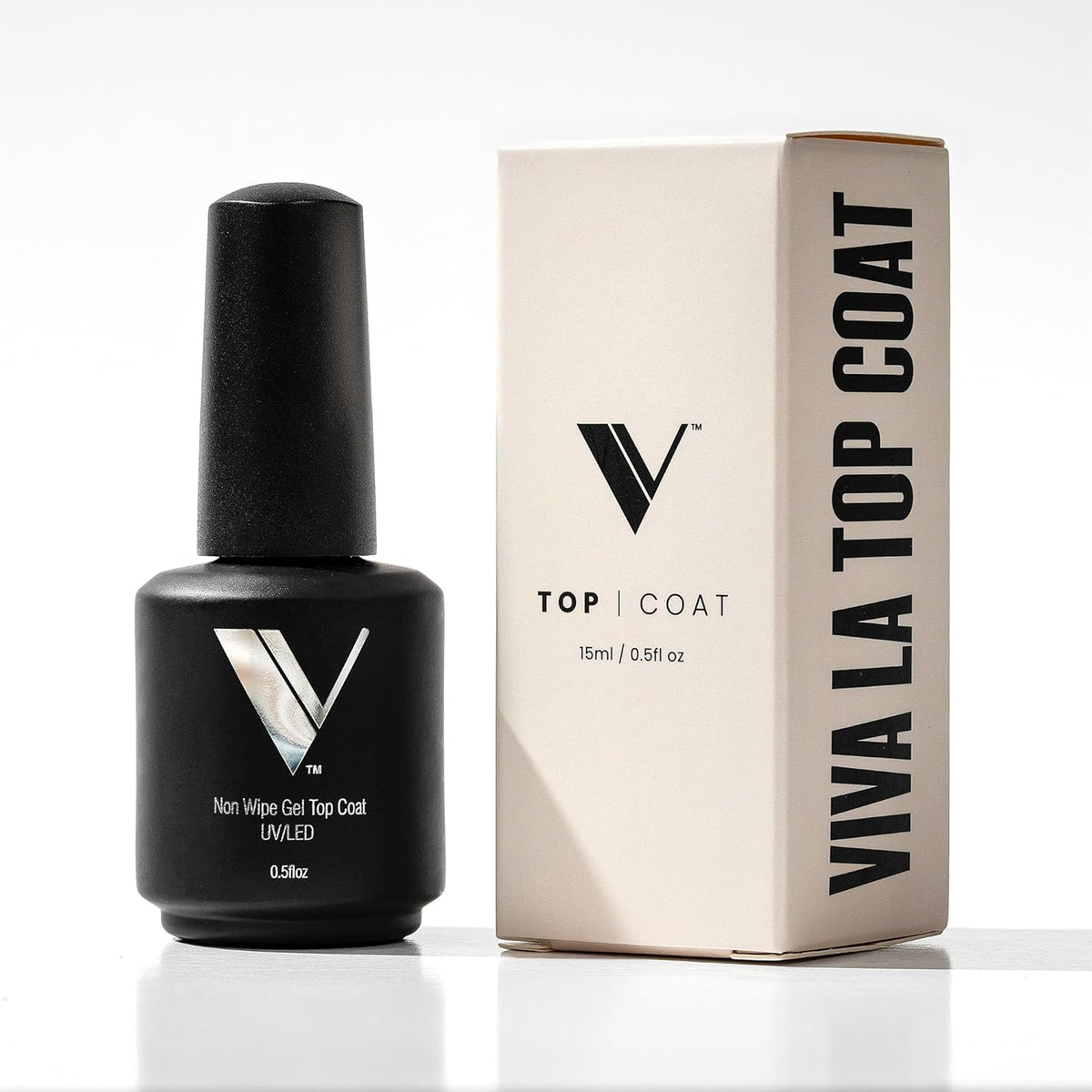 V Beauty Pure No Wipe Gel Top Coat - Long Lasting UV Top Coat Gel Nail Polish, Scratch and Stain Resistant, Durable, Non Yellowing, No Sticky Layer, Glossy - For Manicure & Pedicure - 15ml