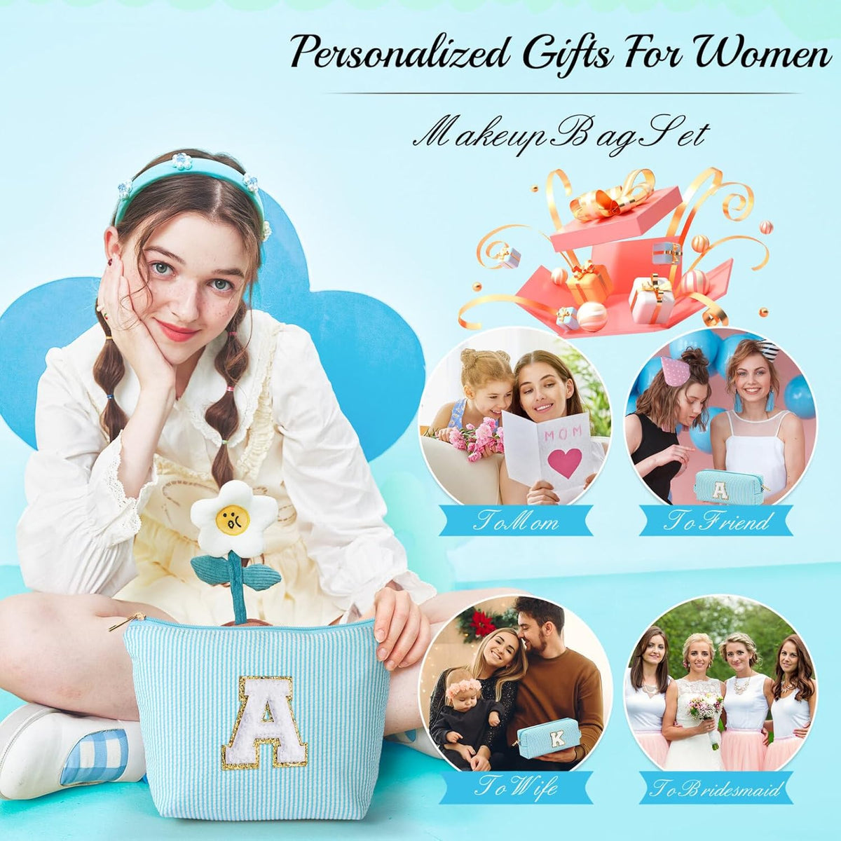 YOOLIFE Bridesmaid Gifts for Wedding Day & 30th Birthday | Unique Proposal Gifts & Travel Essentials | Makeup Organizer Bag