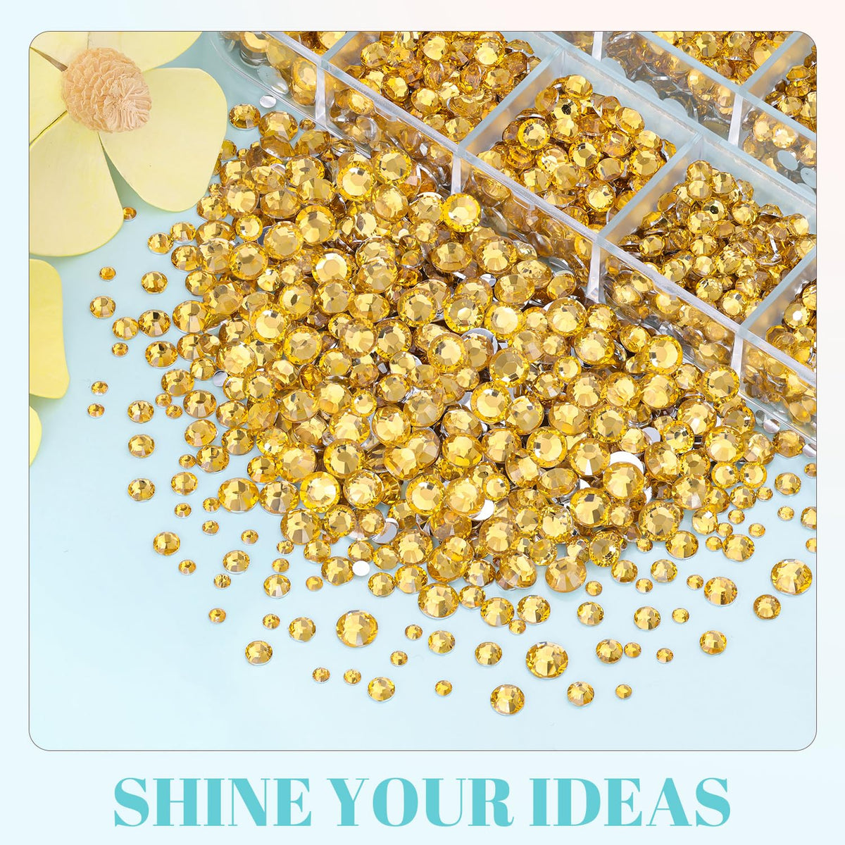 6100Pcs Resin Rhinestones for Crafting with 2Pcs 10ml B7000 Jewelry Glue, 1 Box Flatback Crystals Diamond (Golden Yellow) for Bedazzling Crafts DIY Nail Art, Gems for Clothing Shoes Tumblers