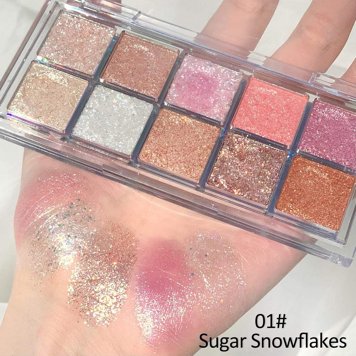 Erinde 10 Color Eyeshadow Palette Makeup - Matte Shimmer Glitter Eye Shadow, Ultra-Blendable, High Pigmented, Naturing-Looking, Neutral Nude Eyeshadow Palette with Professional Brush, Starlight Gems