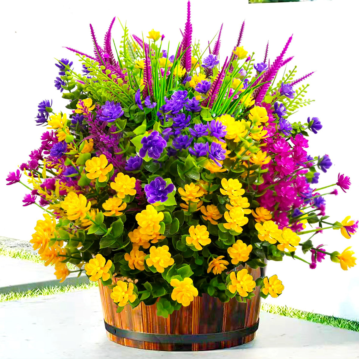 TSTWETO Artificial Flowers for Outdoors, 20 Bundle Artificial Plants Outdoor Fake Flowers UV Resistant, Outdoor Fake Plants Plastic Faux Flowers for Porch Window Box Garden