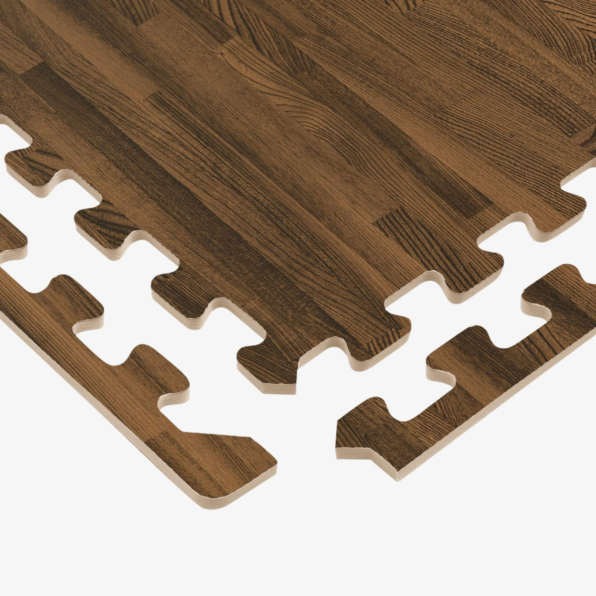 Forest Floor 5/8 Inch Thick Printed Foam Tiles, Premium Wood Grain Interlocking Foam Floor Mats, Anti-Fatigue Flooring, Walnut, 24 Sq Ft