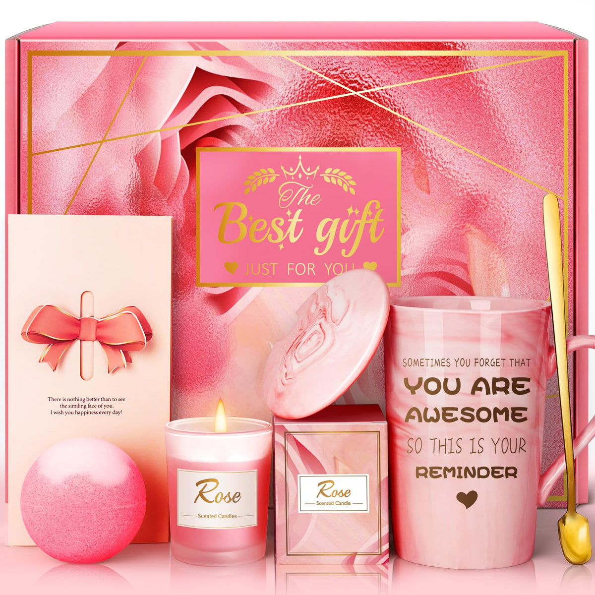 Birthday Gifts for Mom, Wife, Grandma, Sister, Friends: Unique Birthday Gifts Baskets Set for Personalized Best Mom Ever from Daughter Son, Spa Presents for Christmas, Mothers Day