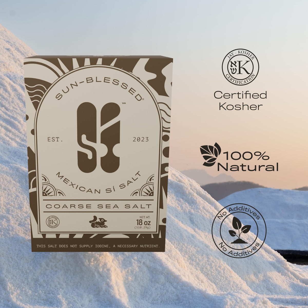 Sí Salt, Colima Sea Salt, Crystals, Kosher, Unrefined, Hand Harvested (18 oz, Coarse Sea Salt)