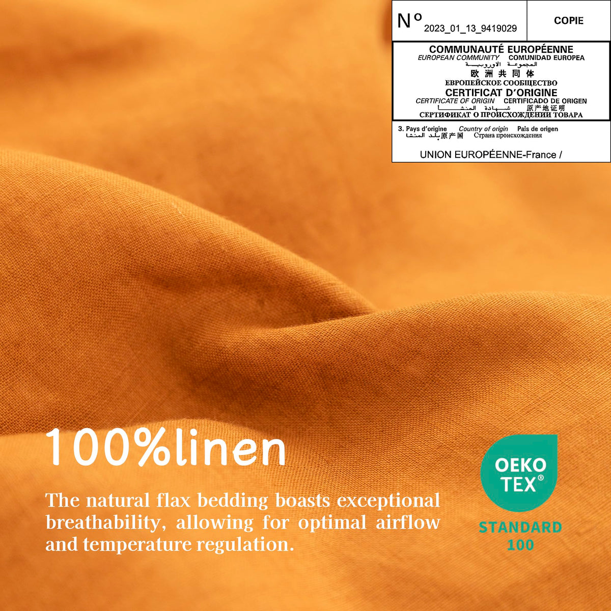 EVERLY 100% Linen Pillowcases Set of 2, Envelope Overlap Closure French Natural Washed Flax Pillowcases 20x26inches-Caramel