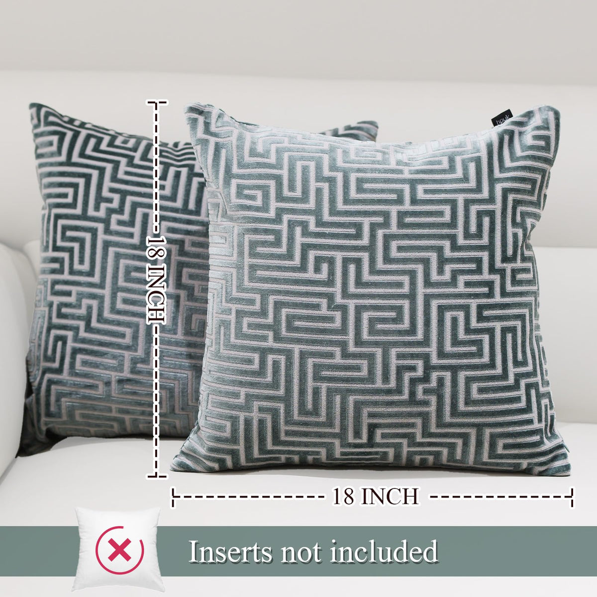 HPUK Geo Cut Velvet Throw Pillow Covers Pack of 2, 18x18 Inch Accent Cushion Covers for Living Room, Bedroom, Decorative Pillow Covers for Couch, Sofa, Chair, Teal