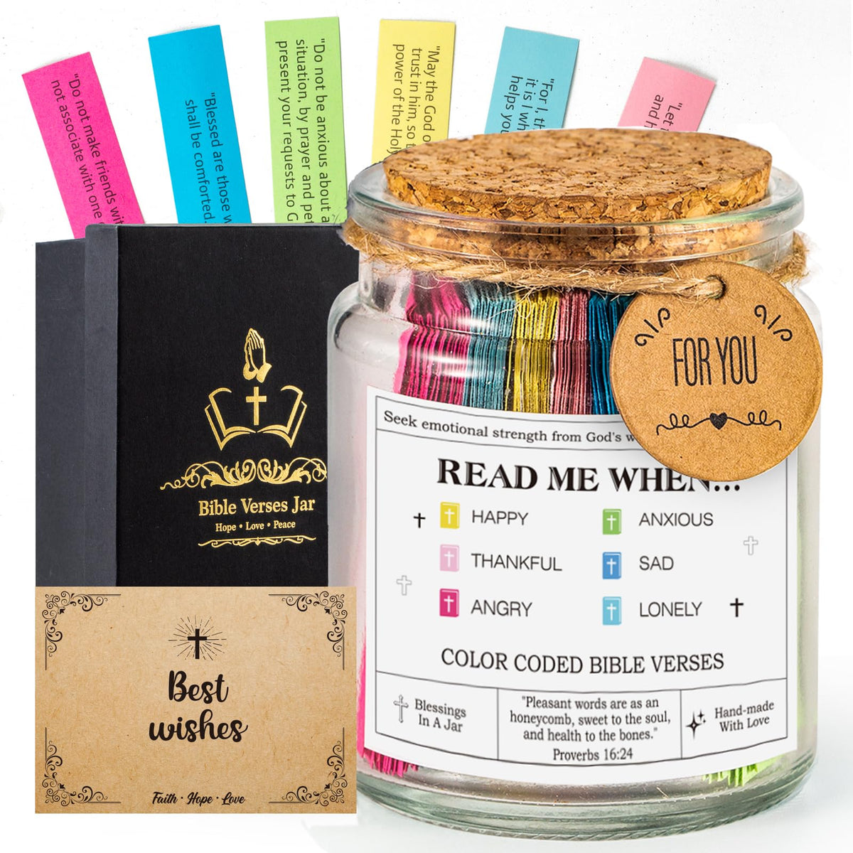 Bible Verse Jar(KJV) - Christian Gifts For Women, Men, Mom, Dad, Friend, Birthday Gifts For Women, Christmas & Mother's Day Gift - Prayer & Hope Jar
