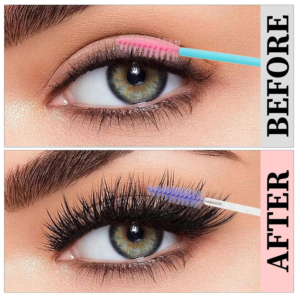 300PCS Disposable Mascara Wands Spoolie Brush Crystal Eyebrow Brushes Eyelash Extension Applicator Makeup Kits(Purple/Blue Pink)