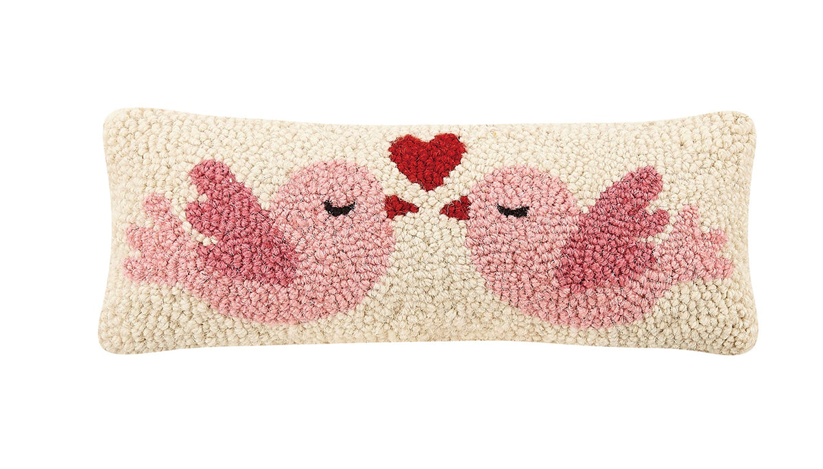 Peking Handicraft 30TG442C05OB Love Birds Blown Filled Hook Pillow, 12-inch Length, Wool and Cotton