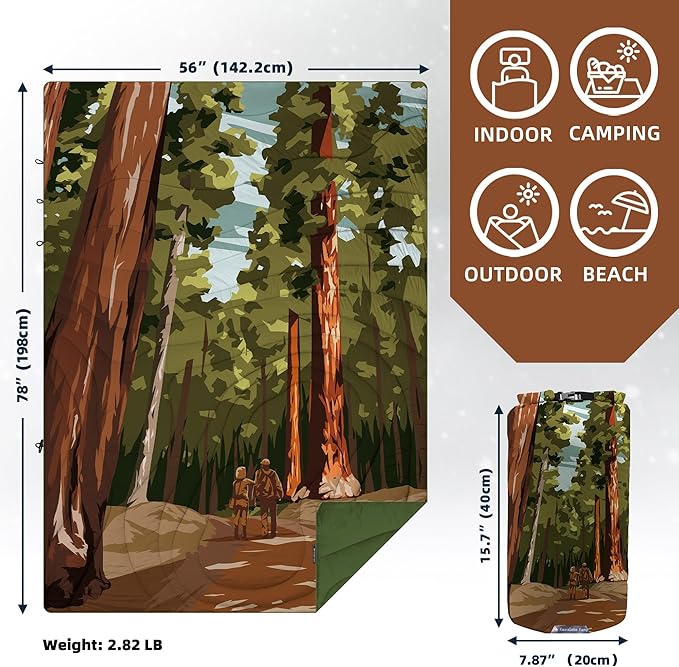 Outdoor Puffy Camping Blanket, Lightweight Windproof Warm Stadium Blanket, Packable Travel Camping Quilt for Cold Weather, Hiking, Backpacking, Sleeping, Hammock, Adventure 78"x 56"