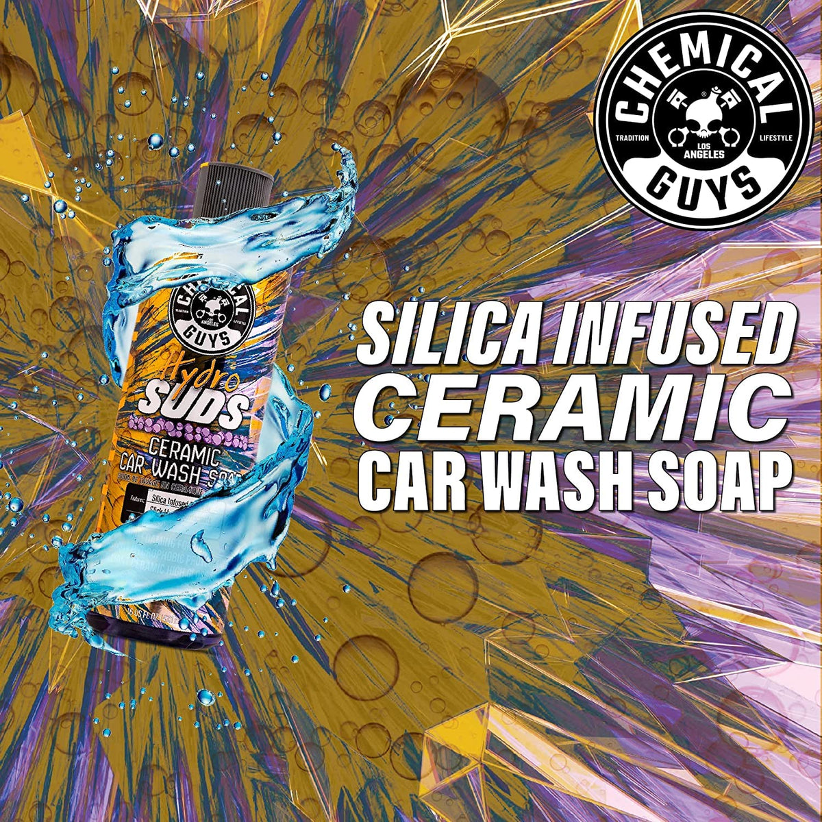 Chemical Guys HydroSuds Ceramic SiO2 Shine High Foaming Car Wash Soap (Works with Foam Cannons, Foam Guns or Bucket Washes) For Cars, Trucks, Motorcycles, RVs & More, 32 fl oz, Berry Scent - CWS21232