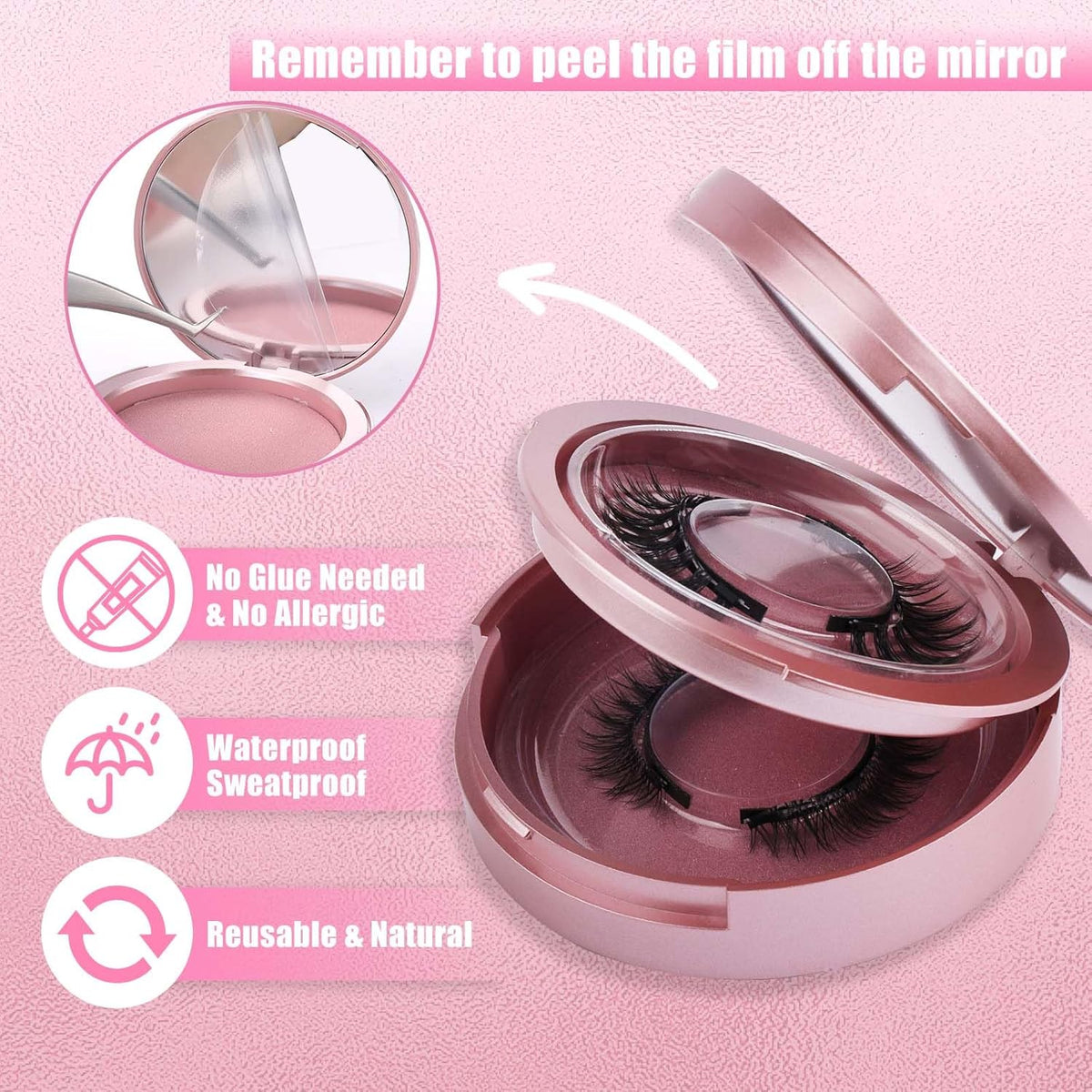 FADLASH Magnetic Eyelashes with Applicator 2 Pairs Reusable Waterproof Cat Eye Magnetic Lashes Natural Look Easy to Wear and Remove, Black (Y1+Y3)