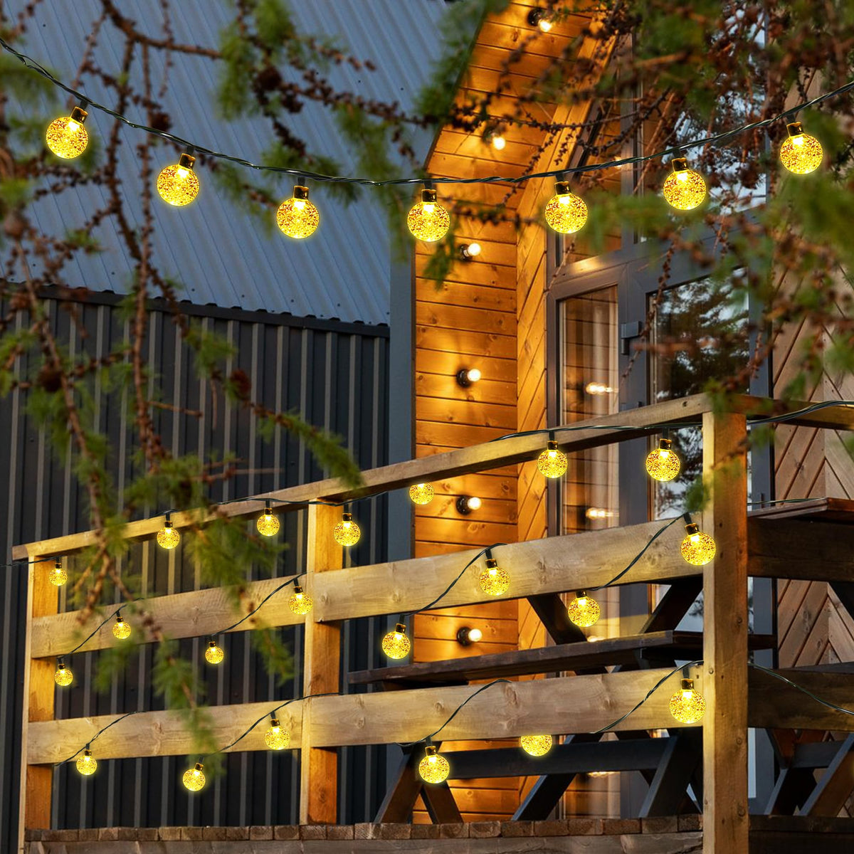 Joomer Solar String Lights Outdoor, 65FT 100LED Solar Globe String Lights 8 Lighting Modes, Waterproof Solar Powered Patio Light for Garden Yard Porch Wedding Party Outdoor Decoration (Warm White)