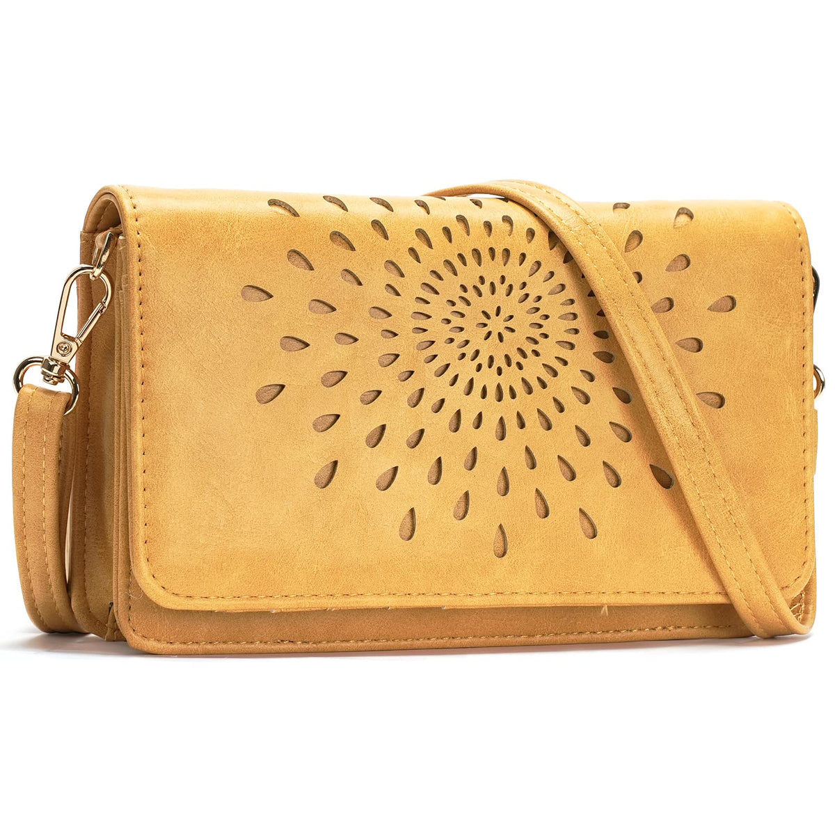 APHISON Multi-Function Small Crossbody Bags For Women,Cell Phone Shoulder Bag,Clutch Purse,RFID Wristlet Wallet,Card Holder Yellow