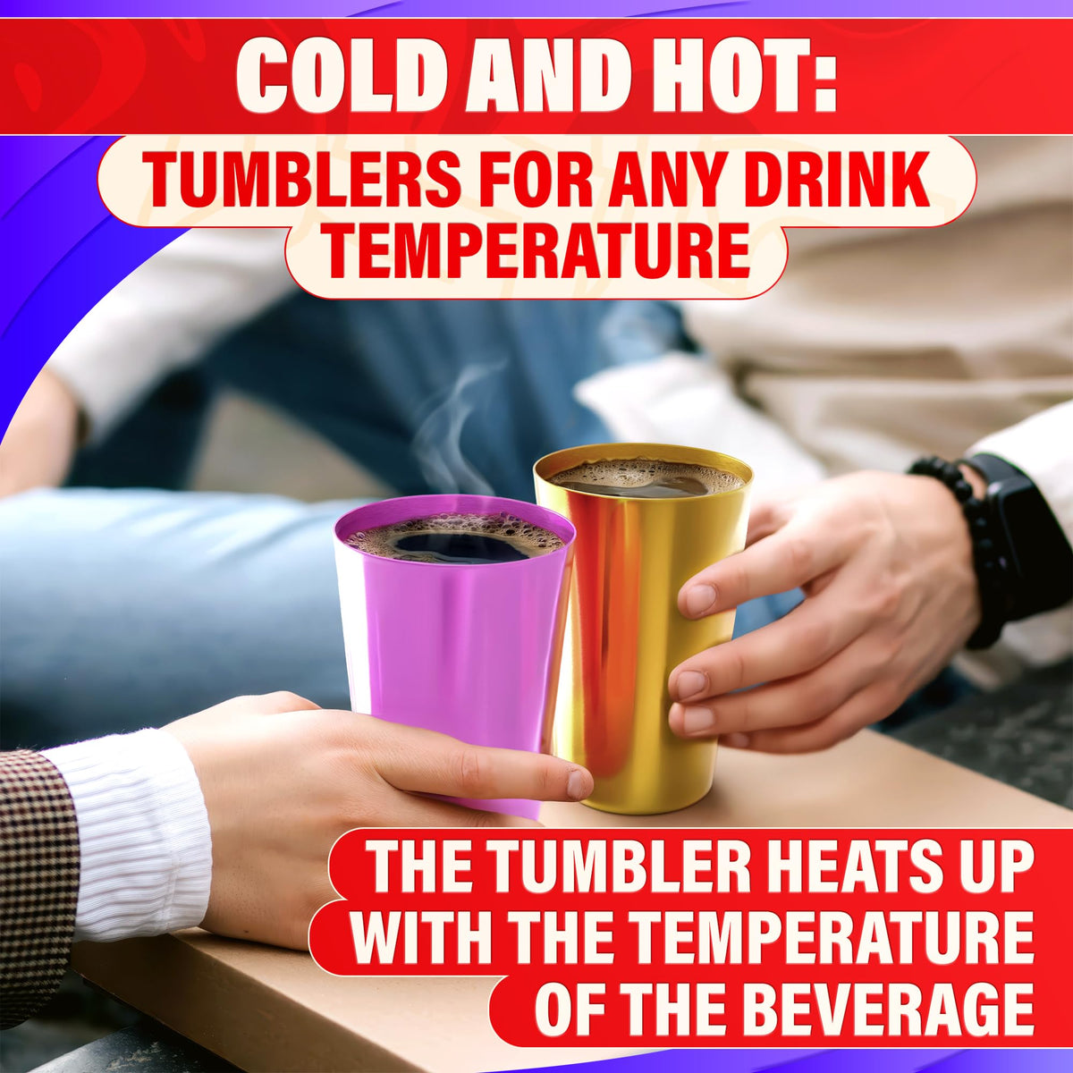 6 Pcs Aluminum Tumblers 15 oz - Lightweight, Durable, and Reusable Metal Cups | Vibrant Festive Colors for Hot and Cold Beverages | Sturdy Anodized Design for Parties and Outdoor Use | Dishwasher Safe