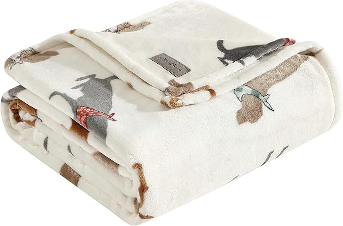 Eddie Bauer - Full/Queen Blanket, Ultra Plush Bedding, Lightweight Home Decor for All Seasons (Dogs with Scarves White, Full/Queen)