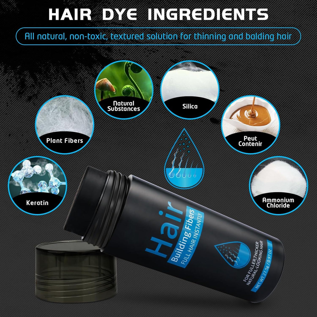 Aliver Hair Fibers for Thinning Hair - Light Brown - 27.5Gr,Undetectable Natural Formula, Thicker Fuller Hair in 15 Seconds, Conceals Hair Loss, Look Younger, for Men & Women Patchy Bald Spot,Crown