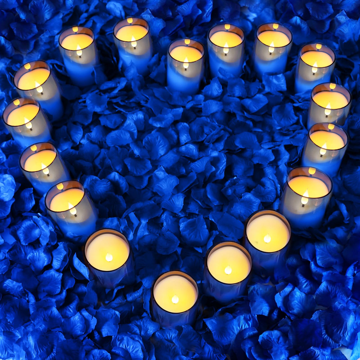 NURADA Flameless Candles: LED Pillar Acrylic Battery Candles with Remote and Timer for Wedding Party Romantic Decor - Pack of 3 Blue