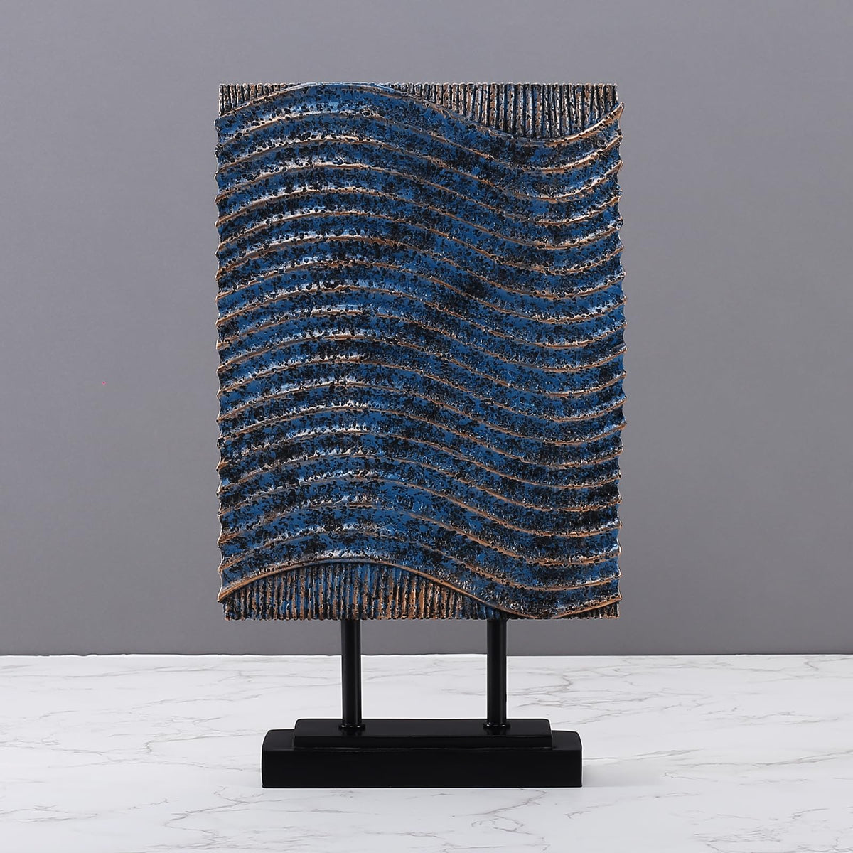 CECEQU Modern Sail Statues | Abstract Decorative Sculptures, Decor Items for Home Decor Accents, Ideal for Office, Living Room, Entry Table, Tabletop, Above Cabinet Decorations (Blue Vertical Bar)