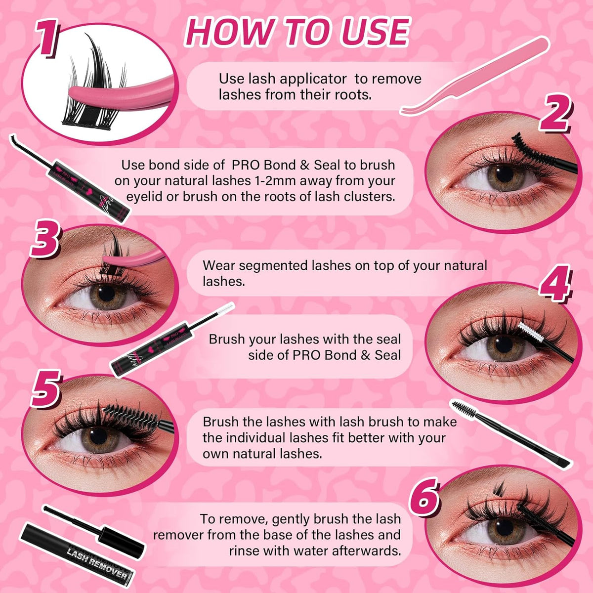 PROLASHBEAUTY Manga Lash Clusters Kit Anime Lash Clusters Volume Fairy Ultra-Thin Band Spike Lashes with Lash Bond and Seal Applictor Remover (Anime,10-16mix)