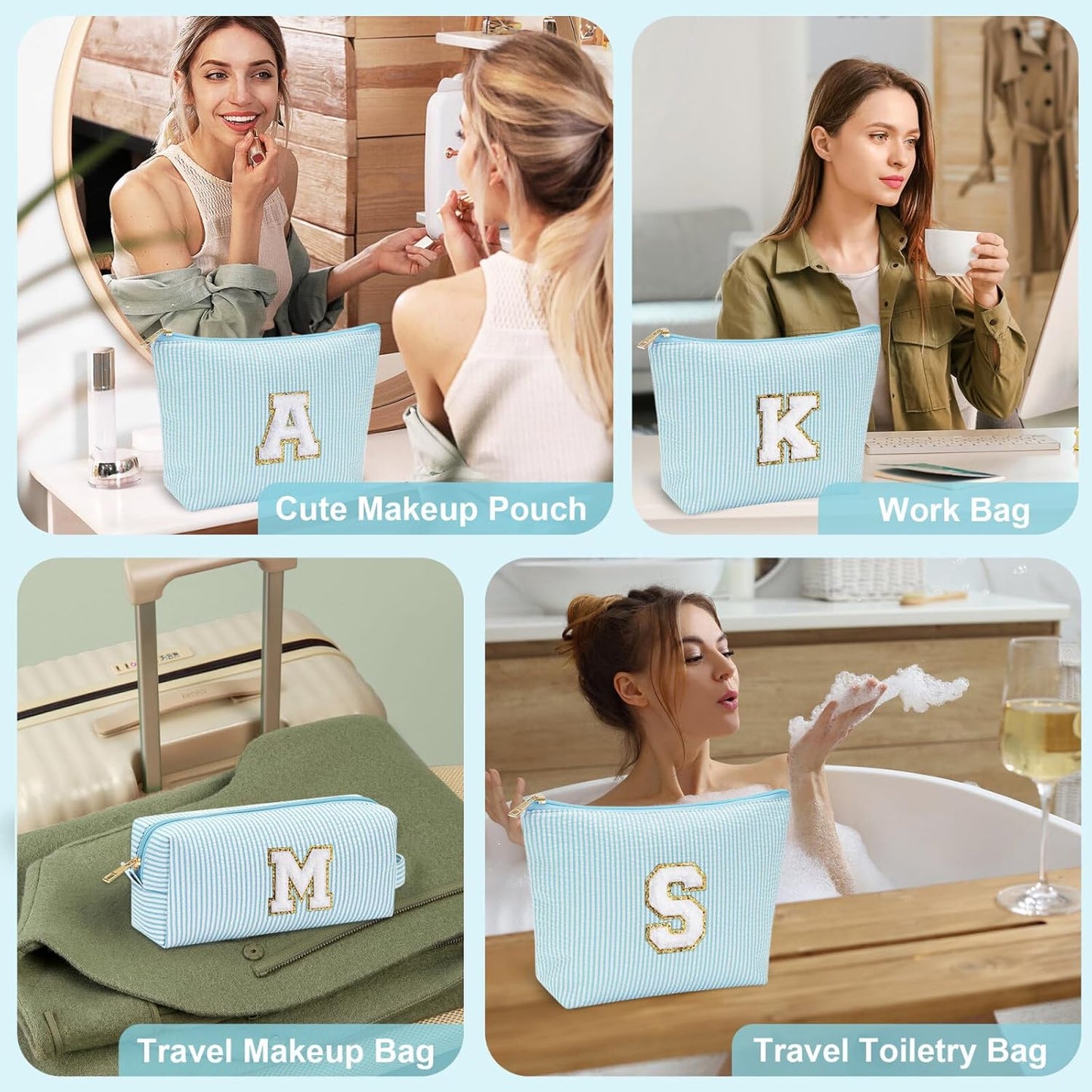 YOOLIFE Gifts for Women Her, Makeup Bag Make Up Bag Pouch Cosmetics Organizer Bag Cute Makeup Bag Skincare Bag Personalized Best Friend Wife Birthday Gift Graduate Gifts for Her W