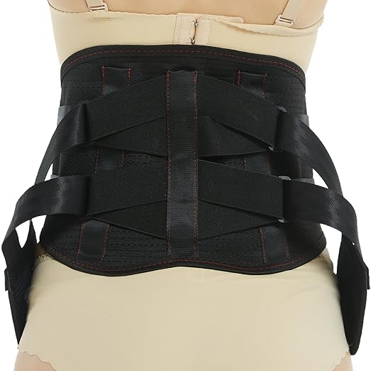 NeoTech Care Back Support Belt - Breathable & Adjustable Lower Back Brace - Double Pull Compression Straps (Black, Size L)