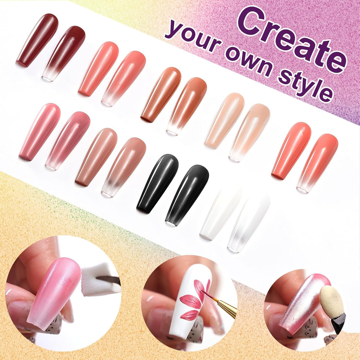 Gradient Painting Gel, 9 Colors Ombre Gel Nail Polish Nude Pink for Pigment Pat Aura Nails, French Manicure Long Lasting Home Salon DIY Nail Art Terracotta Blush（01）