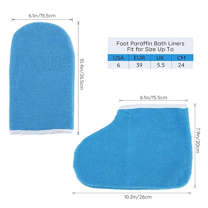 Paraffin Wax Gloves & Booties, Segbeauty Paraffin Heated SPA Mittens Foot Liners, Gloves & Socks for Hot Wax Hand thera-py Bath Thermal Treat-Ment Home DIY SPA Wax Warmer Paraffin Wax Machine Blue