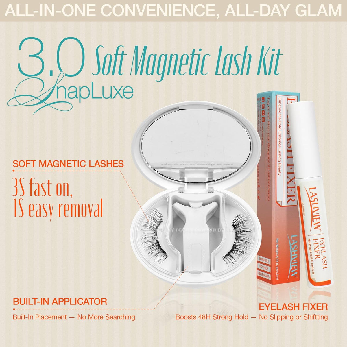 LASHVIEW Magnetic Eyelashes with Applicator, Soft Magnetic Lashes Natural Look Comfortable & Secure Fit Easy to Apply Reusable（XYT14)