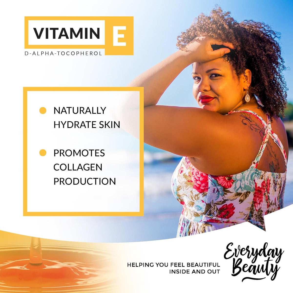 Pure Vitamin E Oil - D-Alpha Tocopherol 100% Pure & All Natural 2.02 Fl Oz Glass Bottle & Dropper 42,500 IU per oz - Thick, Amber Color, Nutty Aroma From Wheat Germ - Face Body Hair