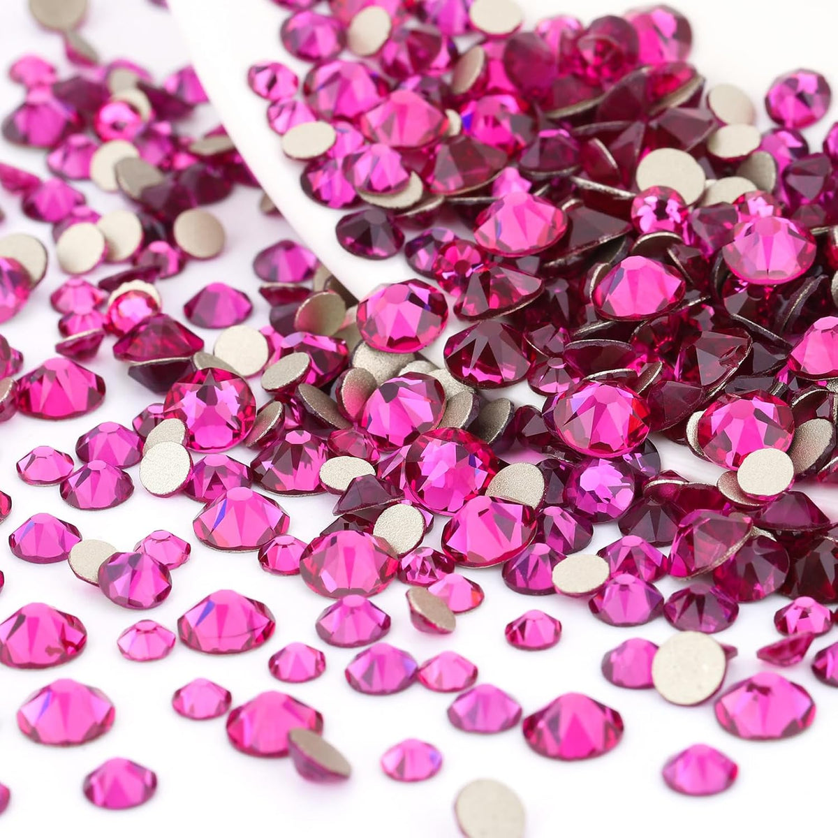 Novani Fuchsia Rhinestones 1440pcs Flat Back Round Rhinestone Style 2088 Sparkly Crystal Gemstones for Nail Art and Crafting SS20,4.6-4.8mm