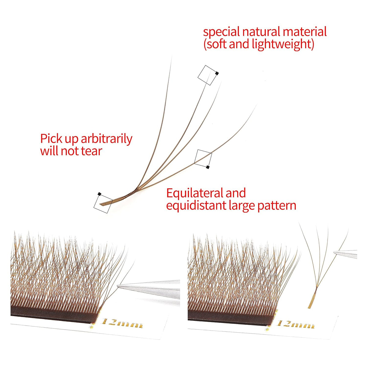 Lash Extensions Brown 4D W Eyelash Extensions W Shape 0.07mm Thickness D Curl 11mm Premade Fans Lashes Colored Lash Extension Volume Lashes Individual Lashes(W-Brown-4D-0.07-D,11mm)