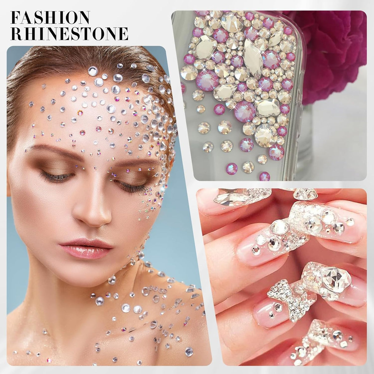 Novani 720pcs Clear Rhinestones Flat Back Round Rhinestone Style 2088 Sparkly Crystal Gemstones for Nail Art and Crafting,S16(3.8-4.0mm