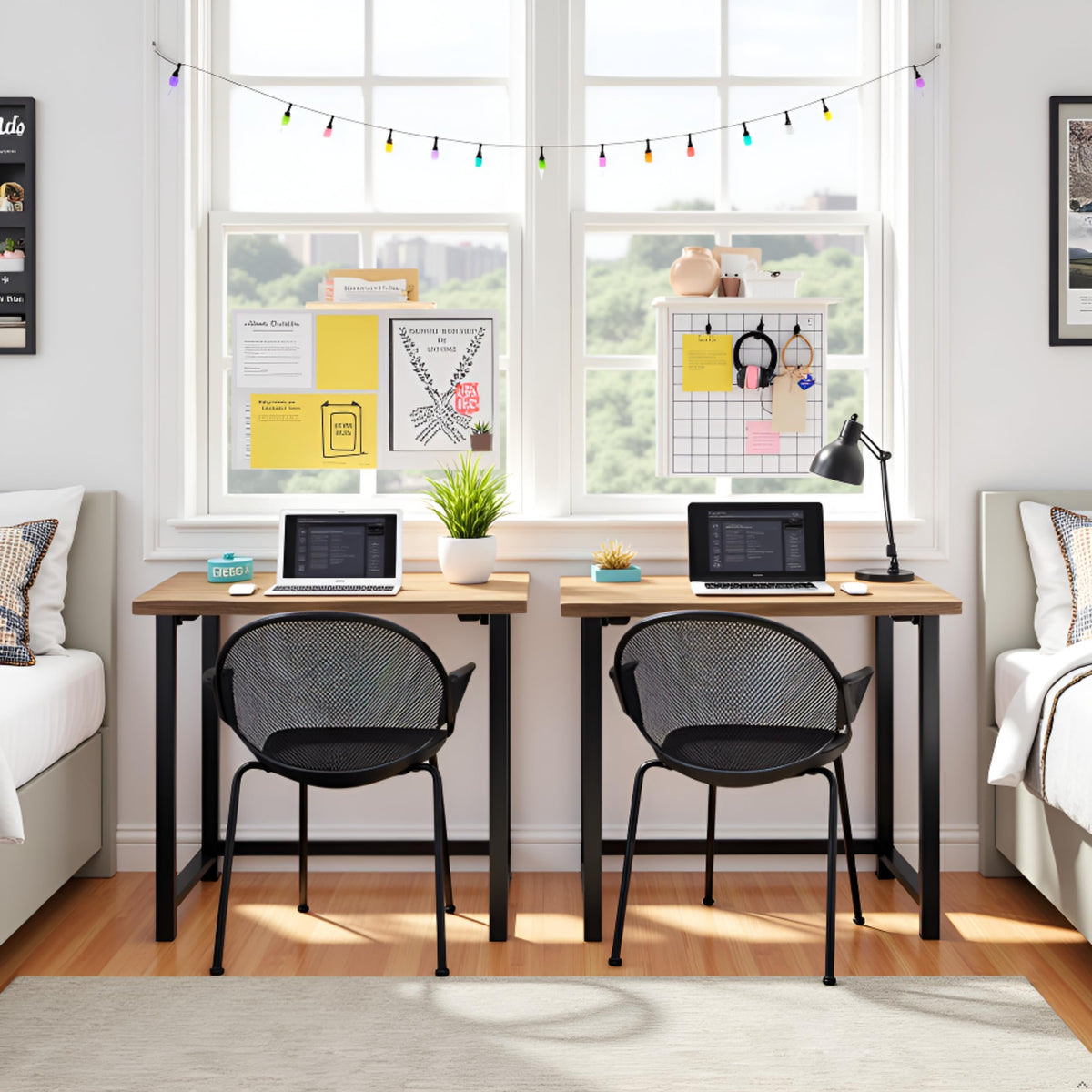 Pomona 32-Inch Compact Writing Desk with Solid Wood Top and Metal Frame – Rustic Industrial Style Small Home Office Desk with Durable Lacquer Finish and Floor Levelers by Alaterre Furniture (Natural)