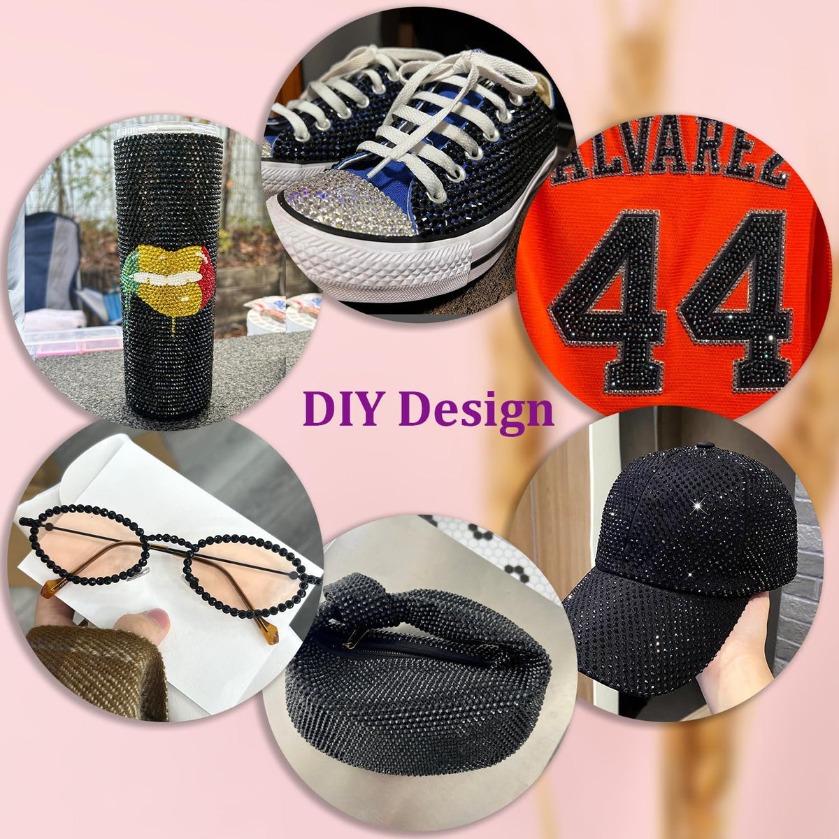 30000Pcs Resin Rhinestones for Bedazzling with Tweezers, Black Rhinestones for Crafting with B7000 Jewelry Glue for DIY Crafts Clothing Tumblers Shoes Fabric Nail Art