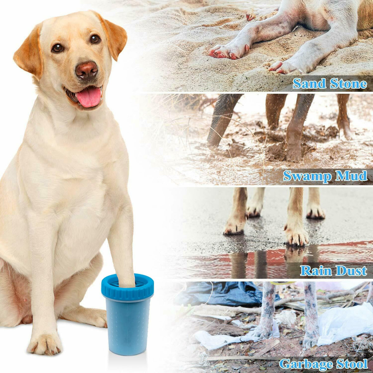 CAREFUNY 2 Pack Portable Dog Paw Cleaner, Washer, Buddy Muddy Pet Foot Cleaner for Medium Breed Dogs and Cats, Blue
