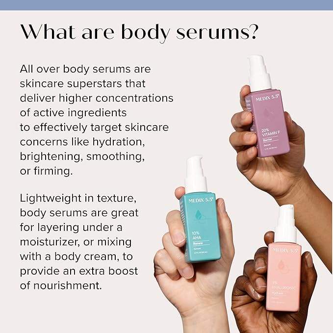 MEDIX Body & Face Moisturizer 20% Vitamin F Oil Hydrating Body Booster & Face Serum | Concentrated Vitamin F + Vitamin E Oil Super Serum For Skin Barrier | Crepey Skin Treatment, 1.7 Fl Oz