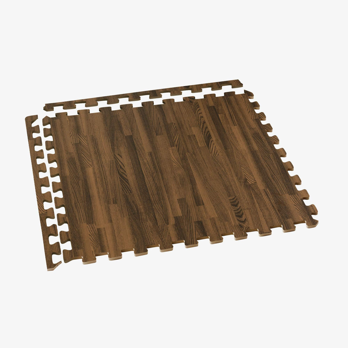 Forest Floor 5/8 Inch Thick Printed Foam Tiles, Premium Wood Grain Interlocking Foam Floor Mats, Anti-Fatigue Flooring, Walnut, 24 Sq Ft