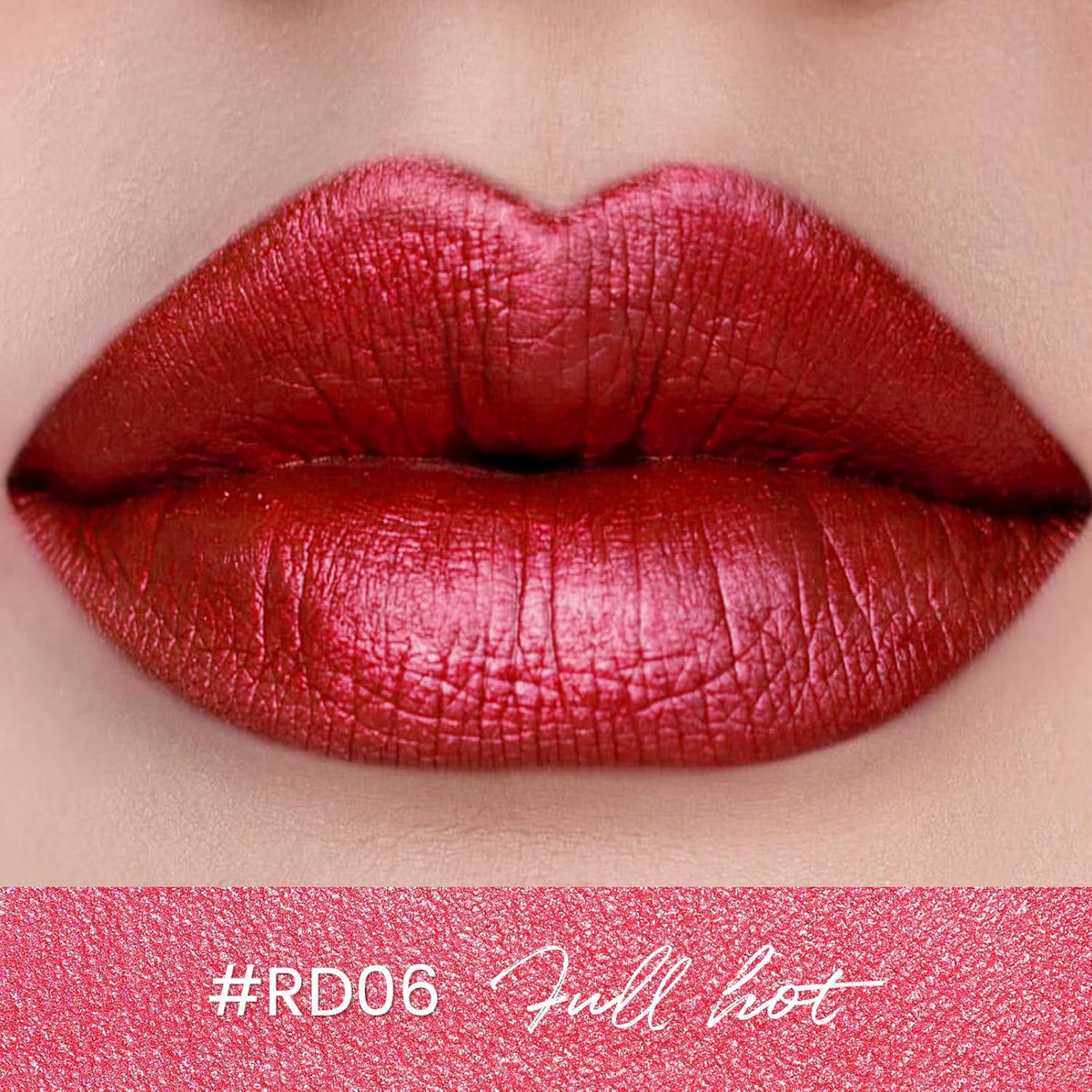 FOCALLURE Metallic Liquid Lipstick,Non Stick Cup Lip Gloss,High Impact Lip Color with Transfer-proof Wear,Long Lasting & Waterproof Lipstick Makeup for Women,RD06 FULL HOT