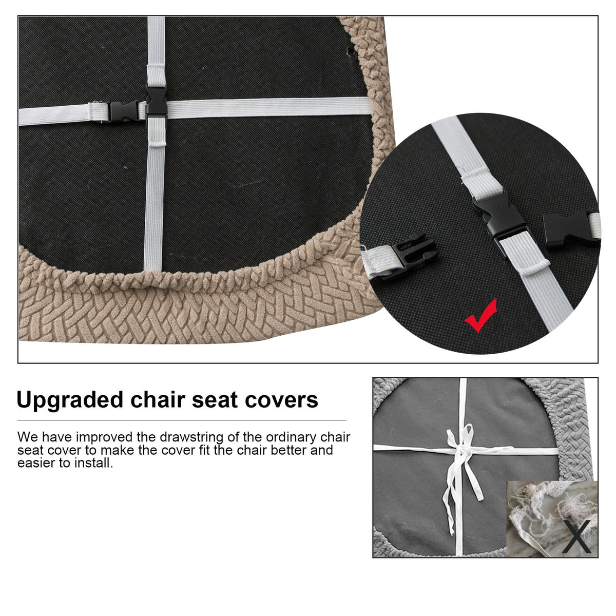 Genina Seat Covers for Dining Room Chair Seat Slipcovers Kitchen Chair Covers (Taupe, 6 Pcs)
