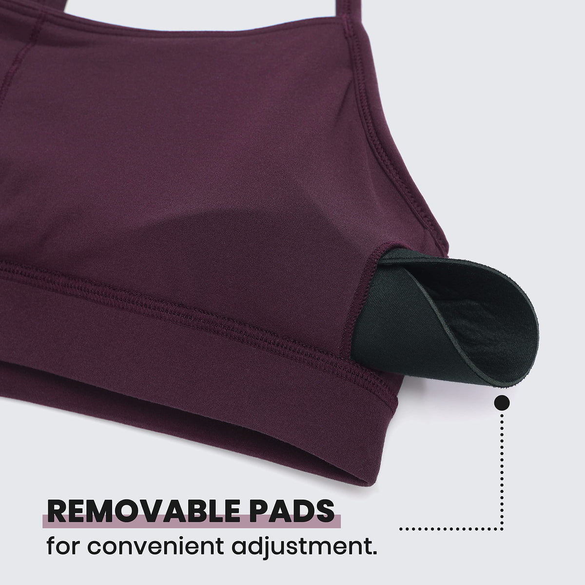 CRZ YOGA Butterluxe Womens Y Back Sports Bra - Padded Racerback Low Impact Spaghetti Thin Strap Workout Yoga Top Deep Purple Large