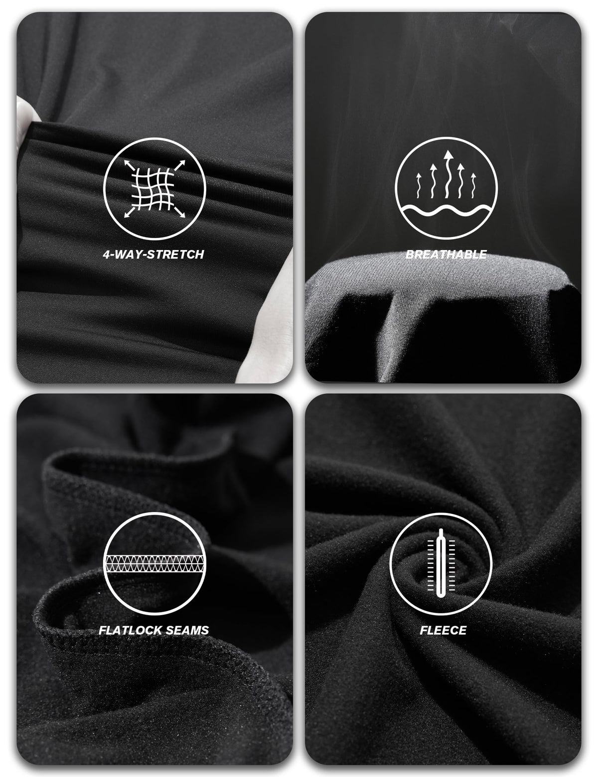 Winvote 3 Pack Thermal Underwear for Men Long Johns Fleece Lined Soft and Warm Set Base Layer for Cold Weather Black-Black-Black S